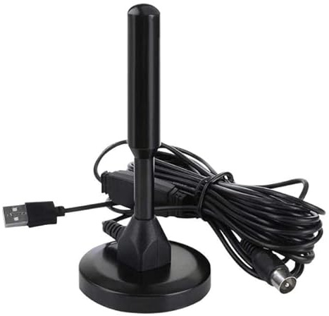 Riloer TV Antenna, Portable High Definition DVB T Gain Digital Freeview Tv Antenna Aerial with F Screw Connection + IEC Male Connector Adapter