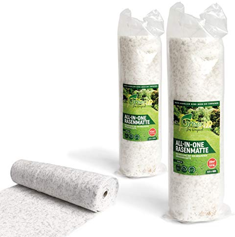 Greenyp® All-In-One Grassamen Matte, biologisch abbaubare Rasenmatte, Rasensamenmatte, Rollrasen, Rasenrolle, Rasenvlies, Matte mit integrierten Rasensamen, Dünger, schnellkeimend, 0,5m x 40m (20m²)