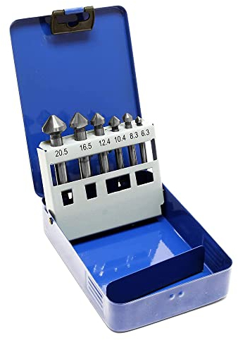 IWILCS Kegelsenker Set,Kegelsenker 6tlg Bohrer HSS, Ø 6,3-20,5mm, 90°, Kegel- und Entgratsenker-Satz,Senker Bohrer Senkbohrer Satz,DIN 335-C, in Metallbox