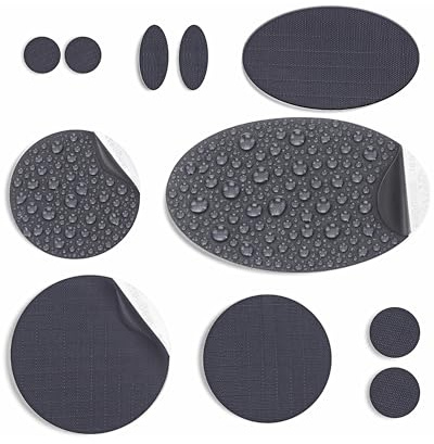 aZengear Self-Adhesive Repair Patches (30+ Colours) for Down Jackets, Puffer Coats, Tents - Waterproof, Tear-Cold-Heat-Resistant Nylon Polyester Fabric (11 Pcs, Charcoal Grey)