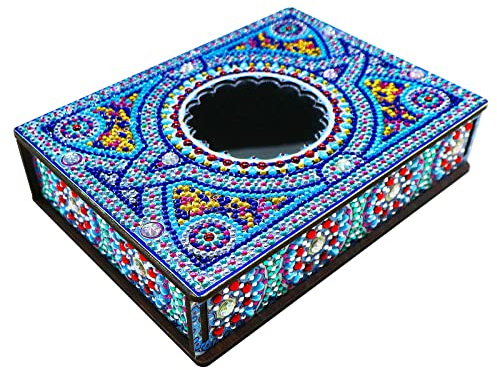 Demiawaking Klassische Mandala Diamond Painting Schmuckkästchen Aufbewahrungsbox DIY Diamant Malerei Schmuckaufbewahrung Holz Organizer Box Geschenke (G)