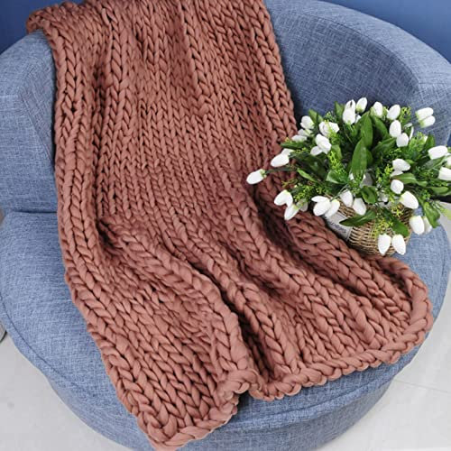 MHUQIA Grobstrick Wolldecke Strickdecke 100x200cm, Handgefertigt Gestrickte Kuscheldecke Klobige Decke Grob Strickdecke Zuhause Dekor Sperrige Geflochtene Decke