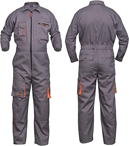 Grey Work Wear Men's Overalls Boiler Suit Coveralls Mechanics Boilersuit Protective- All Size Available Medium - 3XL