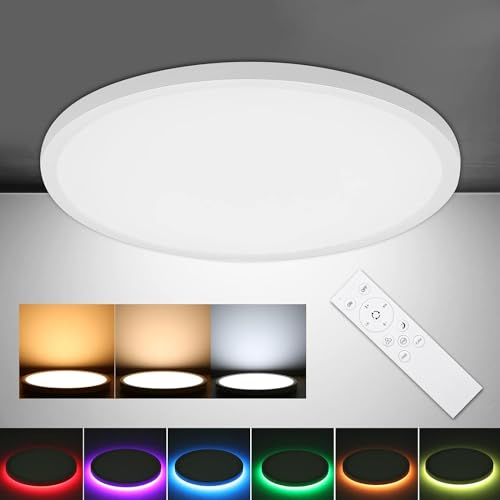 Neoglint Plafoniera LED con Telecomando,RGB Lampada da Soffitto Dimmerabile 24 W Ø30 cm per Soggiorno, Balcone, Bagno, Corridoio