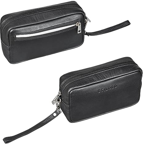 STILORD 'Larkin' Herren Hand-Gelenk-Tasche Echtleder klein schwarz - Herren Organizer Handtasche Pochette Reisegeldbeutel Männer-Handtasche mit Hand-Schlaufe Ledertasche