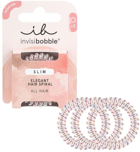 invisibobble Slim Vanity Fairy Haargummi elegant - Für Damen & Mädchen, ohne Abdrücke, hoher Komfort, starker Halt, wasserabweisend, ideal für feines, dünnes Haar & Hochsteckfrisuren, 3 Stück