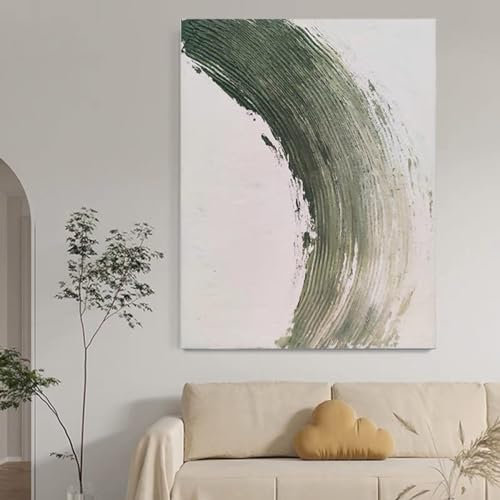 SAAKO Acrylbilder Auf Leinwand Handgemalt,Ölgemälde Für Wohnzimmer, Extra Große Wandkunst, Moderne Minimalistische Abstrakte Graffiti, Rahmenlose Strukturierte Kunstwerke, 100% Handgemalt, Zeitgenöss