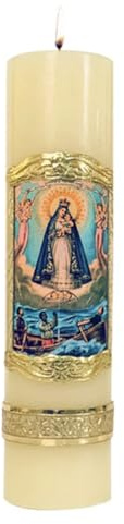 GCK Our Lady of Charity Cirio Holy Candle Prayer Vela 8 x 2 Cirio Pascual Virgen De Caridad del Cobre, Large, Yellow