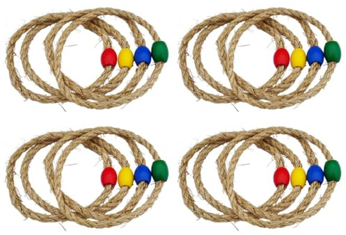 Toddmomy 16 Pcs Natural Rope Ferrule Wooden Wooden Ring Toss Party Ring Toss Throwing Rings Game Toss Games Carnival Game Kids Twine Ring Toss Child Noose Outdoor