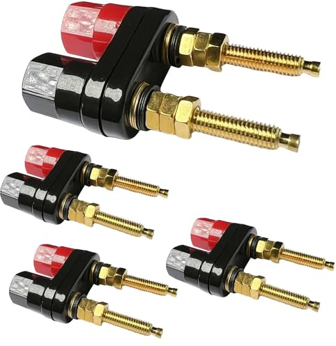 RUNCCI-YUN 4 Paar 2-Wege-Leistungsverstärker, Audio-Stecker, Bananenbuchse, Klemmleiste, Lautsprecher (Länge 2,3 Zoll) (Schwarz und Rot)