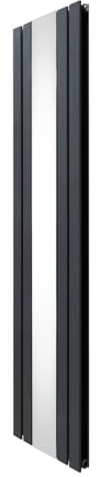 Radiatore a Specchio a Doppia Colonna Verticale 1800mm x 425mm Moderno Designer Grigio Antracite in Acciaio al Carbonio Montato a Parete Cucina Soggiorno Pulizia Spazzola Kit di Fissaggio e Staffe