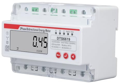 Moniteur de Consommation d'électricité Compteur D'énergie triphasé 4 Fils Compteur d'électricité Bidirectionnel 7P Compteur de Consommation D'énergie à Montage sur Rail DIN 35 Mm