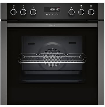 NEFF E2ACH7AG4, N 50, Einbau-Herd 60 x 60 cm, 71 Liter, Made in Germany, Pyrolyse & Easy Clean Selbstreinigung, 8 Heizarten, LCD-Display, Soft Close & Soft Opening, Graphite-Grey