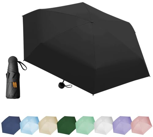 EEPLUYTY Mini Parapluie à Six Os, Manuel Compact Résistant au Vent, Pliant, Avec Protection UV, Pratique et Portable