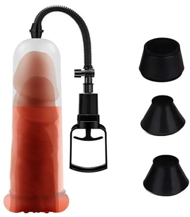 Pompa per Pene da Uomo con 3 Manicotti in Silicone - Vakuumpumpe per Erezione, Stimolazione e Potenza, Set Erotico