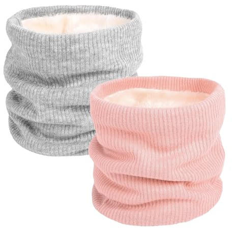 SEFIRST 2 Pezzi Scaldacollo In Pile, Invernale Scaldacollo Uomo Donna, Scaldacollo Caldo e Morbido, Scaldacollo Termico Sciarpa a Lavorata a Maglia Invernale Spessa Per Moto Sci Ciclismo (Grigio,Rosa)