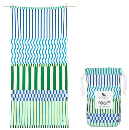 Dock & Bay Strandhandtuch - Schnell trocknende Mikrofaser, ohne Sand - Kompakt, Leicht - 100% recycelt - Inklusive Beutel - Blueberry Spritz, Extra Large (200x90cm, 78x35)