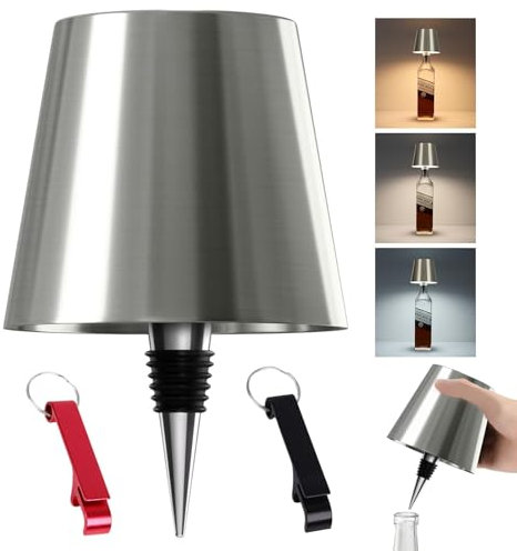 LED Wine Wireless Bottle Lamp - RGB Rechargeable Portable Lamp with 3 Color Changing Stepless Dimming With 2 Bottle Openers, Wireless Touch Control Cute Embed Night Light for Room Home Restaurant Bar