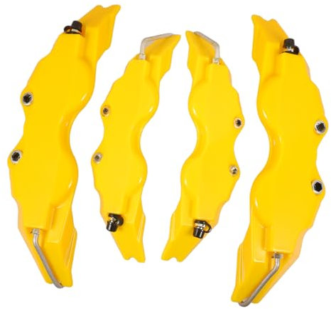 ULTECHNOVO 2sets Coperture Pinze Freno Auto in Stile Copertura Pinze Freno Anteriore e Posteriore Gialle Copertura Cerchione Ruota Del Veicolo