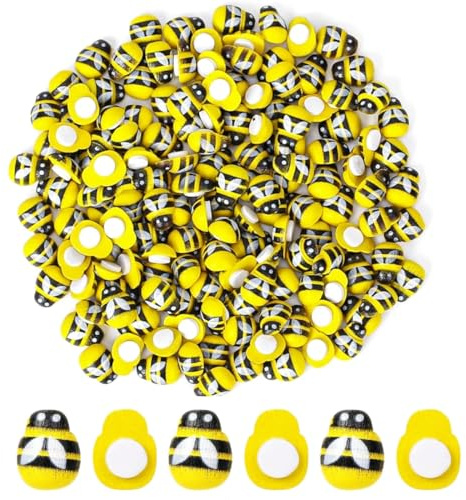 XOXVURI 100 Stück Bee Wooden Mini Bienen Deko Wooden Bees Self-Adhesive Small Bees Scatter Decoration Bee Embellishments For Baby Shower Costume Diy Craft Scrapbooking Pendant Wall Hat