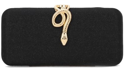 HomKuch Bolsas de embrague de las mujeres Bolsa de noche brillante con hebilla de serpiente formal para la fiesta de boda