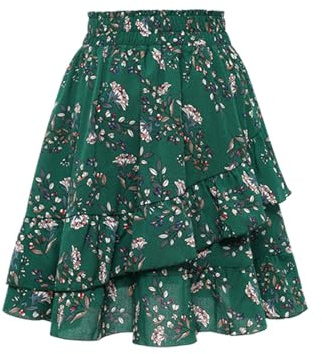 Jupe Boheme Femme Taille Élastique, Jupe Femme Ete Imprimé Florale Évasé Volants Superposés Trapèze Chic Et Elegant Décontracté D'été Fluide Léger Comfortable Tous Les Jours De Plage Skirt