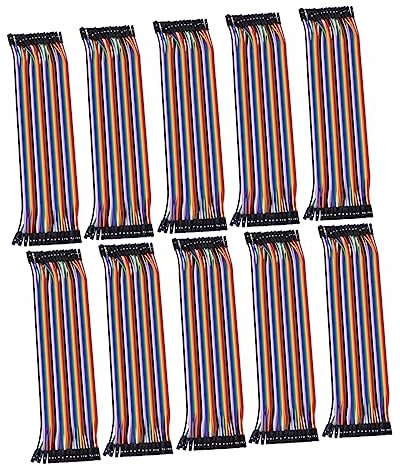 SHINEOFI 40-pin Female to Female Jumper Wire Ribbon Cable 20cm Multicolored Breadboard Jumper Cable Set 10pcs for Electronics Projects and Breadboard Wiring