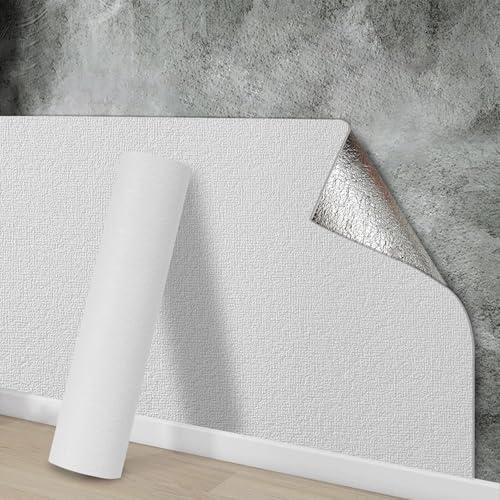 Snewvie Self Adhesive Wallpaper,Thermal Wallpaper Self Adhesive 10 Rolls 50 * 280cm 3mm Thicken Peel and Stick White Textured Thermal Insulation Wall Paper for Ceilings Kitchen Bedroom Livingroom