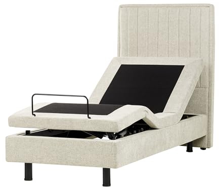 Beliani Polsterbett elektrisch verstellbar beige 80x200 cm mit Fernbedienung Castellan