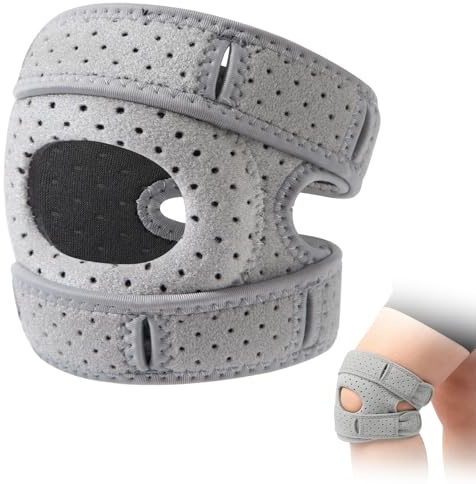 YOUNGSAY 1 Pezzi Ginocchiera Rotulea, Regolabile Tutore Ginocchio, Traspirante Ginocchiera Ortopedica per Ballare, Correre e Alleviare il Dolore (Grigio)