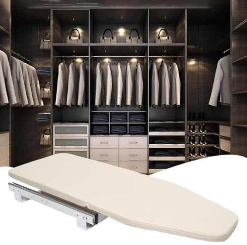 MIDUOLAI Beige,Tabla De Planchar Plegable, Tabla De Planchar ExtraíBle para Armario, con Funda Resistente Al Calor, para Armario, Sala De Estar, LavanderíA