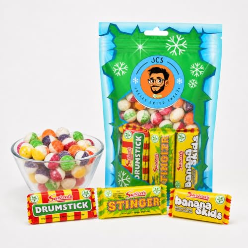JC’s Freeze Dried Sweets – Crunchy Halal Freeze Dried Candy & Fruit | Sweet & Sour Dry Sweets | Freezy Sweet Bundle | Green Mix