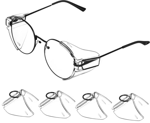 Vaguelly 2 paia Protezione Laterale Occhiali da Paraocchi Trasparenti Antischegge Lati Resistenti e Leggeri per Sicurezza Occhi in Ambienti con Detriti