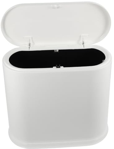 Homoyoyo Bote de Basura Delgado con Tapa Práctica de Pp Blanco para Almacenamiento de Residuos en Baño y Oficina Diseño Simple y Funcional