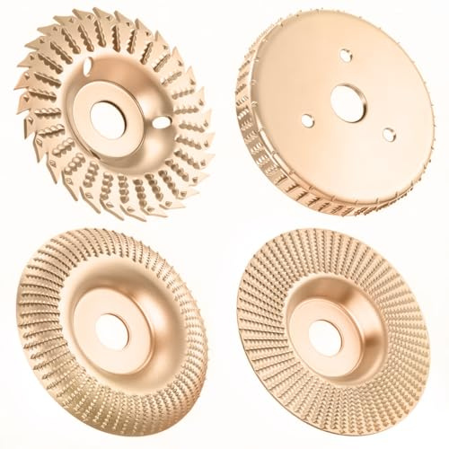 4 Stück Frässcheibe für Winkelschleifer Holz 125mm Winkelschleifer Mit 22,2 mm Holz Schleifscheibe Schleifscheiben zum Formen, SchleifenundSchneiden 125mm Holzschleifscheiben(Gold)
