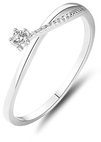 Ayoiow Verdrehtes Solitärband Ehering Verlobungsring für Damen mit Diamant, Vorsteckring Platin für Sie, Platin 950 Größe 60 (19.1)