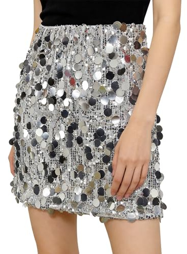 MmmLucipor Mini-Jupe à Paillettes pour Femme Jupe Courte Paillettes, Jupes Sequins Femme, Jupes Moulante Paillette Trapèze, Costume Carnaval Pétillant