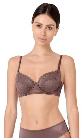 Lovable Reggiseno Balconcino con Ferretto e Coppe Taglio a 2 in Pizzo e Microfibra | Comfort, Sostegno e Femminilità | Blowball Lacy Micro Donna, Nocciola 34C - 3C