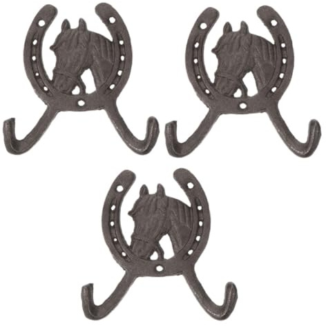 EXAOMBLE Ganci da Parete per Appendere Vestiti in Ferro Set di 3 Ganci Doppi Lisci a Forma di Ferro di Cavallo Decorazione Semplice per Camera da Letto e Soggiorno
