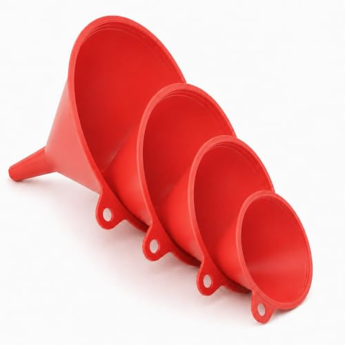 Embudo, Juego de 4, Embudo Cocina, Para Transferir Líquidos y Polvos, Embudos de Plástico para Cocina, 4 Tamaños, para Botellas de agua, Aceite de Coche, Lociones Cosméticas, Aceites Esenciales