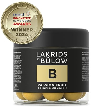 LAKRIDS BY BÜLOW - B - Passion Fruit - 125g - Dänische Gourmet Lakritz-Kugeln - Süßer Lakritzkern umhüllt von Weißer Schokolade & Passionsfrucht