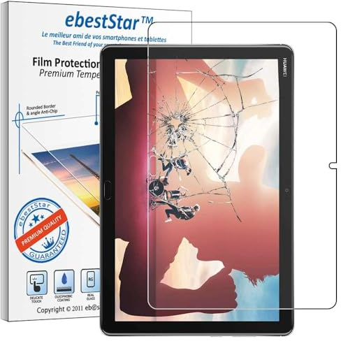 ebestStar - compatible with Huawei MediaPad M5 Lite 10.1 Screen Protector Tablet 10.1 Premium Tempered Glass Film Shatterproof, 9H 3D Bubble Free [M5 Lite 10.1: 243.4 x 162.2 x 7.7mm, 10.1'']