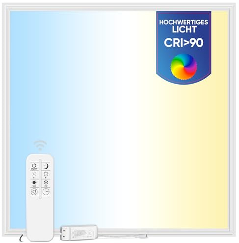 LECOM LED Panel 62x62 Dimmbar CCT CRI90 mit Fernbedienung Rasterdecke Flach | Hochwertiges LED Panel mit Fernbedienung. Dimmbar und natürliche Farbwiedergabe für professionelle, anspruchsvolle Räume.