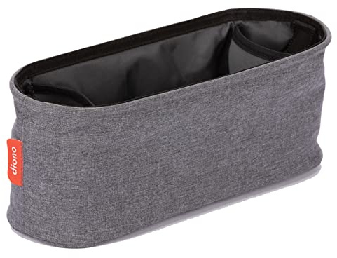 Diono Buggy Buddy Universal Stroller Organizer with Cup Holders, Secure Attachment, Zippered Pockets, Safe & Secure, Gray