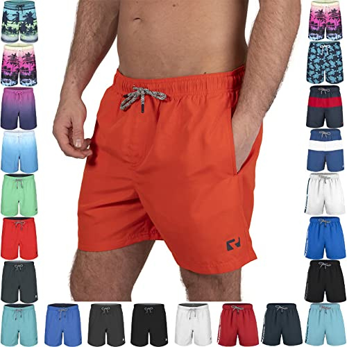 RIPT Short de Bain Homme Séchage Rapide – Boardshort avec Doublure Mesh, Protection UV50, Short Plage Natation Surf Vacances Été (Rouge, XL)