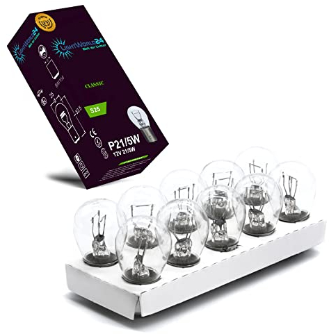 LIGHTWORLD24-10 lampadine BAY15D P21W/5W per auto, 12V, 21 Watt, 5 Watt, luce del freno, lampadina a sfera per auto, luce posteriore, luce di stop, indicatore di direzione