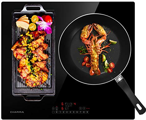 CIARRA Plaue Induction-6500W Table de cuisson Encastrable 3 Foyers-Commande Tactile-Fonction Boost-1 Zone Flexible-Verrouillage Enfants-Verre Ceramique Noir CBBIH3BF