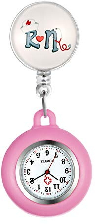 Avaner Krankenschwesteruhr Pflegeruhr Analog Quarzwerk FOB Ansteckuhr mit Pin/Clip Arzt Doktor Medical Taschenuhr aus Silikon