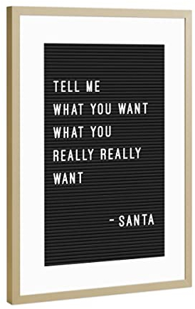 artboxONE Poster mit Rahmen Gold 45x30 cm Letterboard Tell Me What You Want von Hafenkönigin - gerahmtes Poster