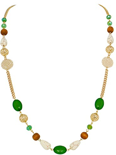 Bocar Long Chain Beaded Necklace for Women Fashion Sweater Party Birthday Jewellery Gift (NK-10684-green)